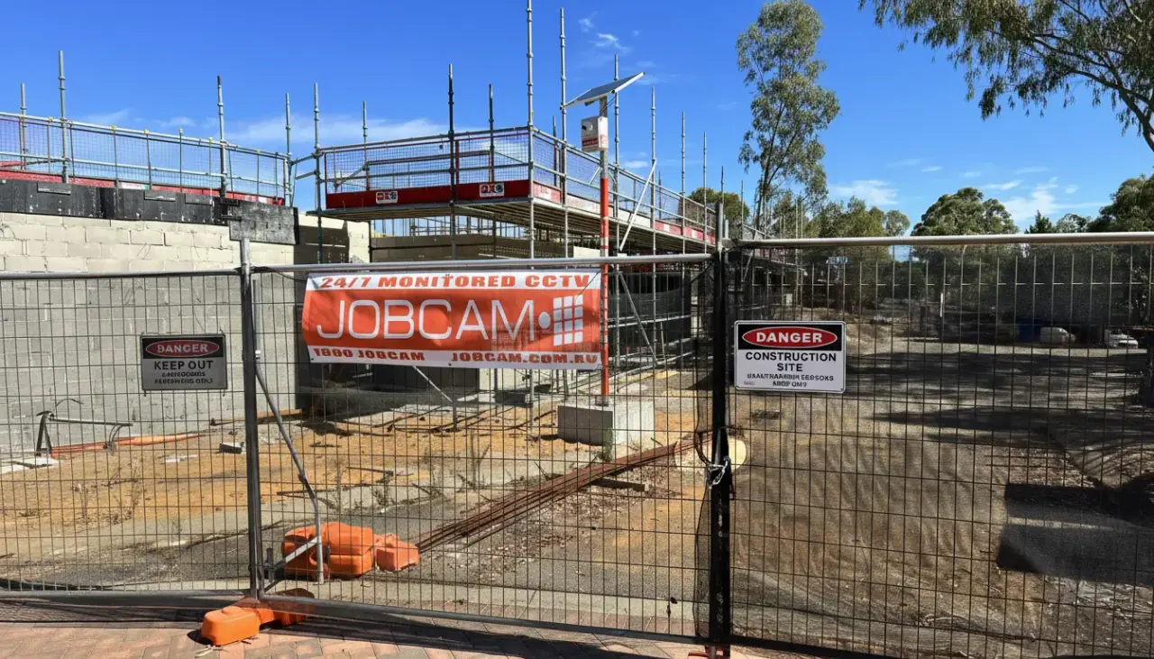 Solar-powered Jobcam construction site camera at an Australian build site